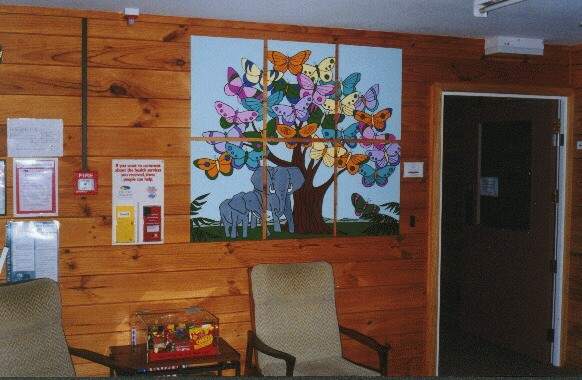 The completed butterfly mural