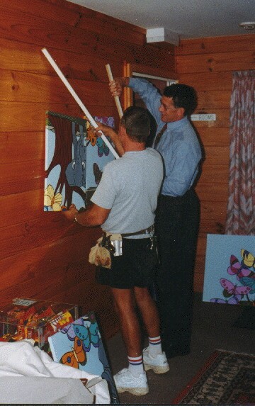 Hanging the mural
