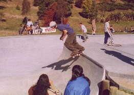 A skateboarder in action