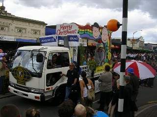 The Christmas parade 
          float